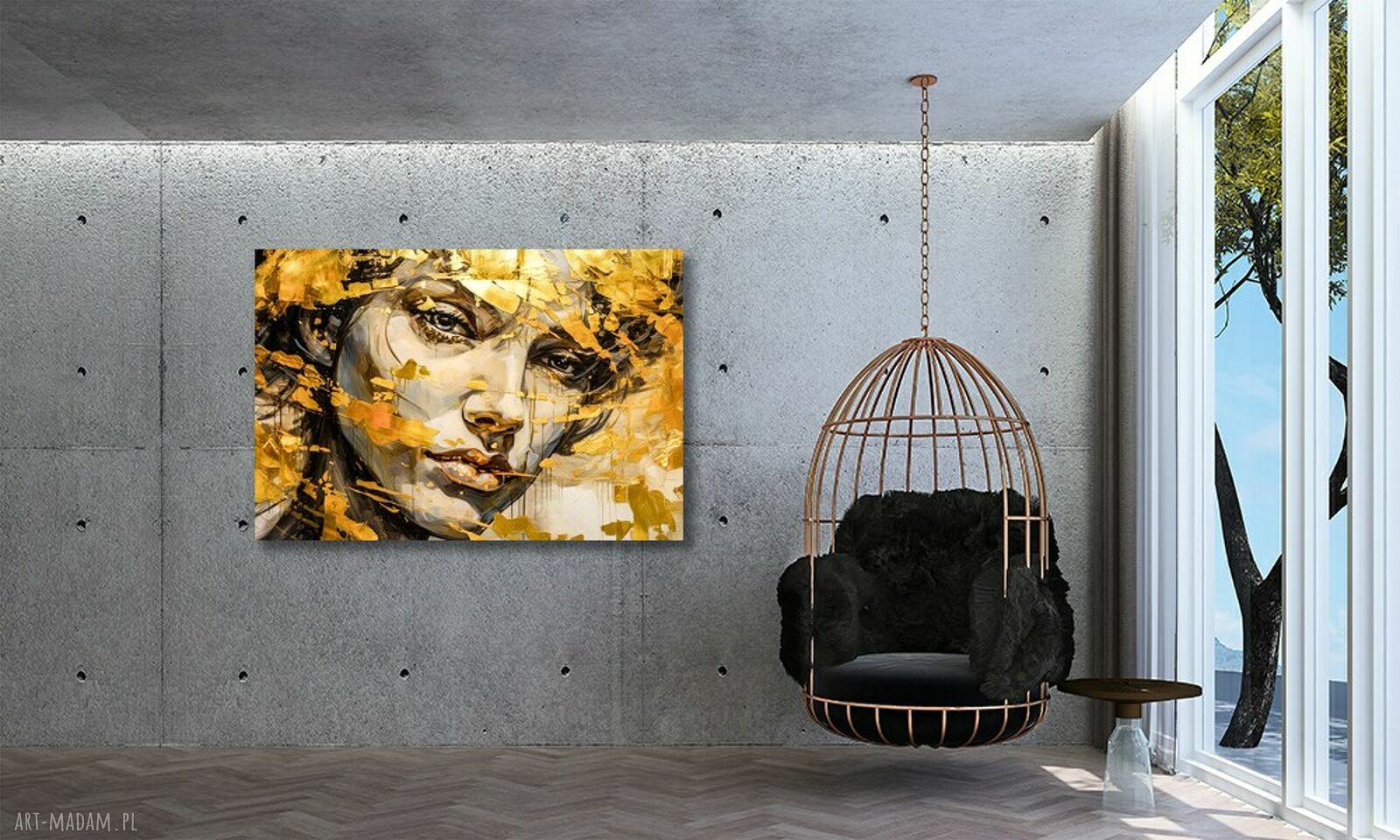 Obraz KOBIETA 47 w złocie glamour - luksusowa dekoracja ścienna 120x80 cm