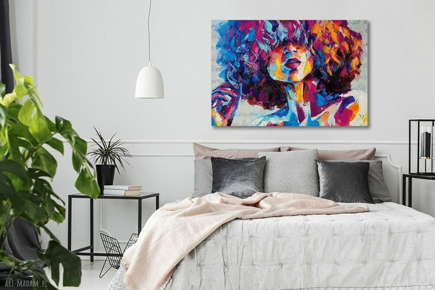 Obraz KOBIETA 10 - abstrakcja z kolorową twarzą na płótnie 120x80 cm