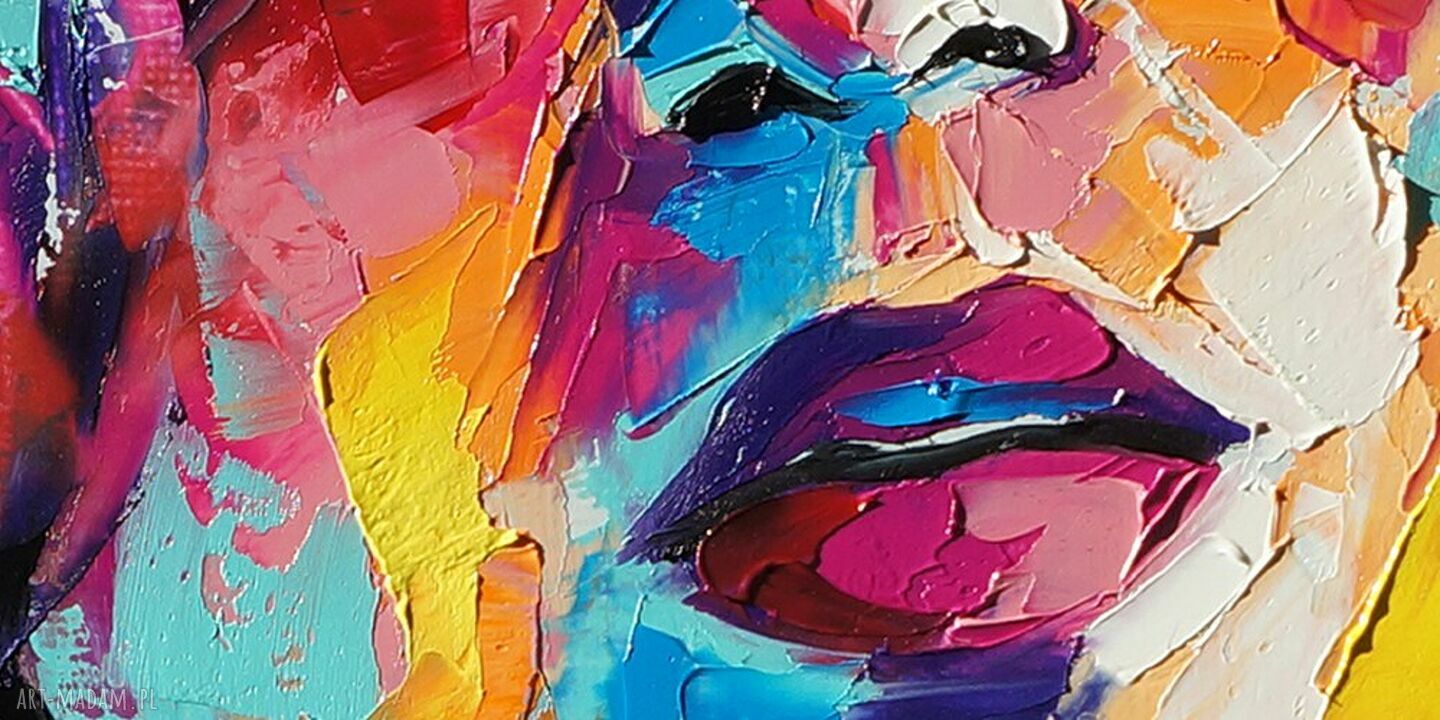 Obraz KOBIETA 10 - abstrakcja z kolorową twarzą na płótnie 120x80 cm