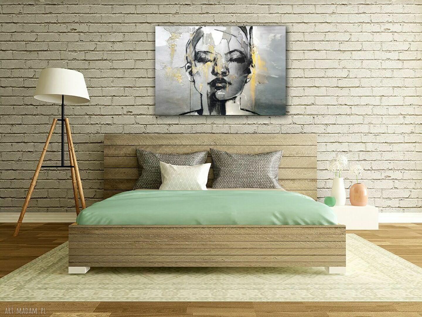 Obraz kobieta - portret twarzy, abstrakcja loft 120x80 na płótnie Canvas