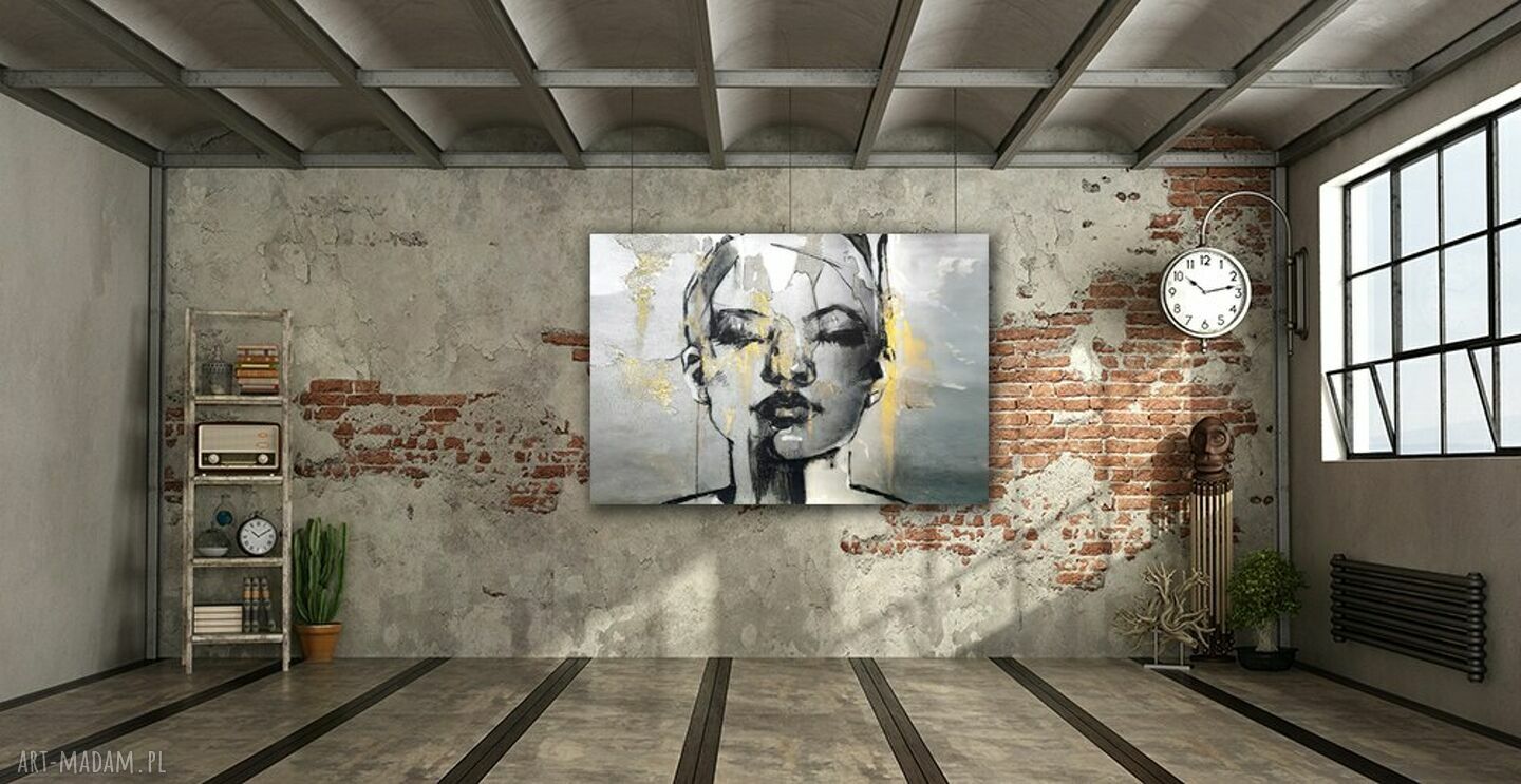 Obraz kobieta - portret twarzy, abstrakcja loft 120x80 na płótnie Canvas