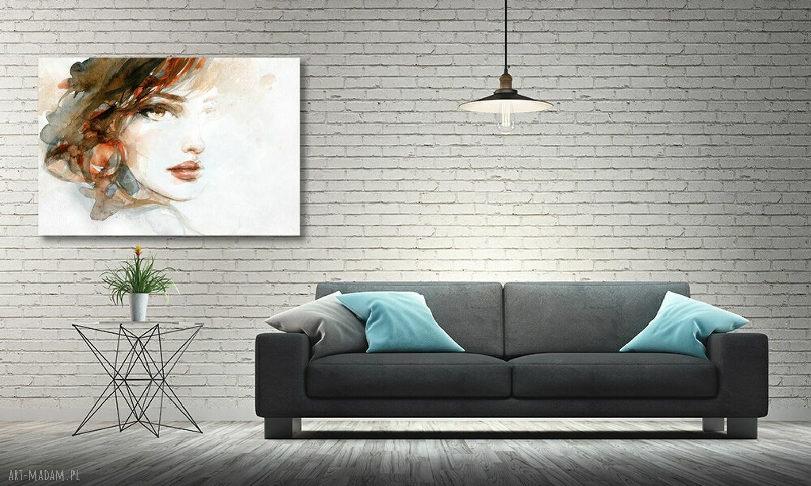 Obraz kobieta 120x80 - dynamiczna twarz w stylu loft