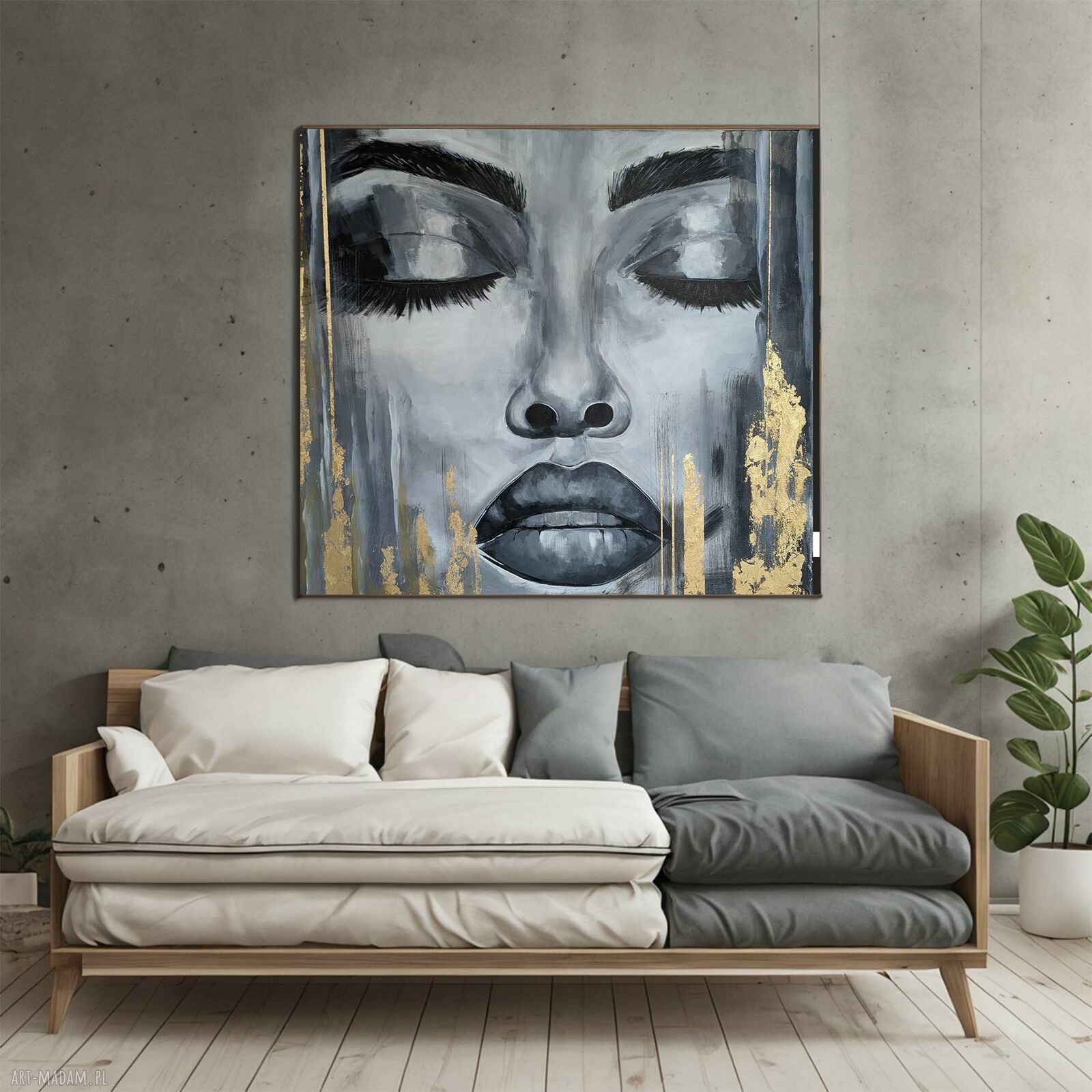Obraz Kobieta 100x100 cm - ręcznie malowany obraz abstrakcyjny