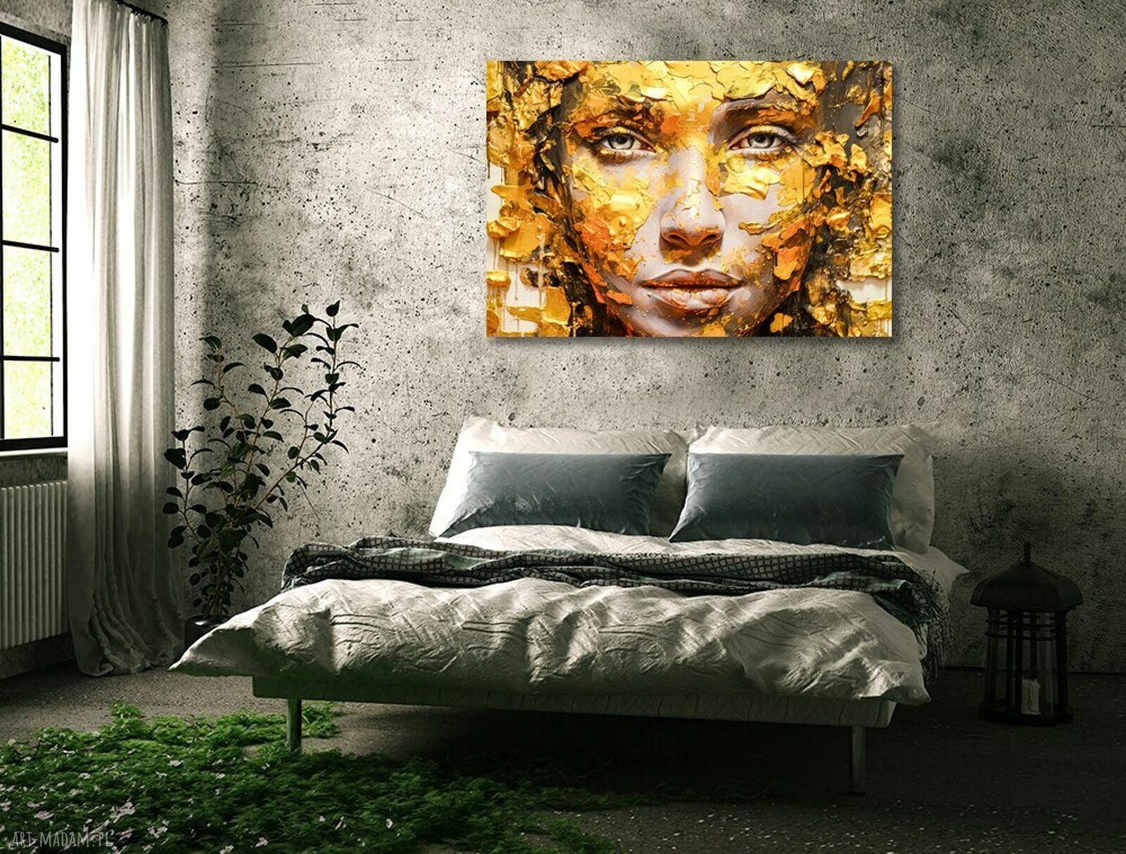 Obraz KOBIETA 48 na płótnie - złota twarz w stylu glamour 120x80 cm