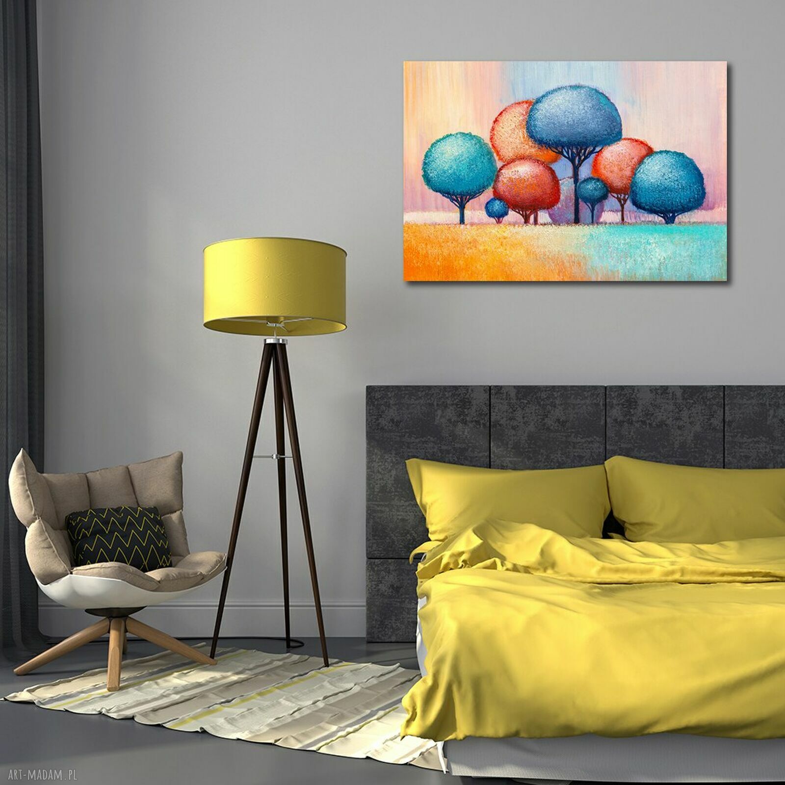 Kolorowy obraz na płótnie - drzewa 120x80 cm