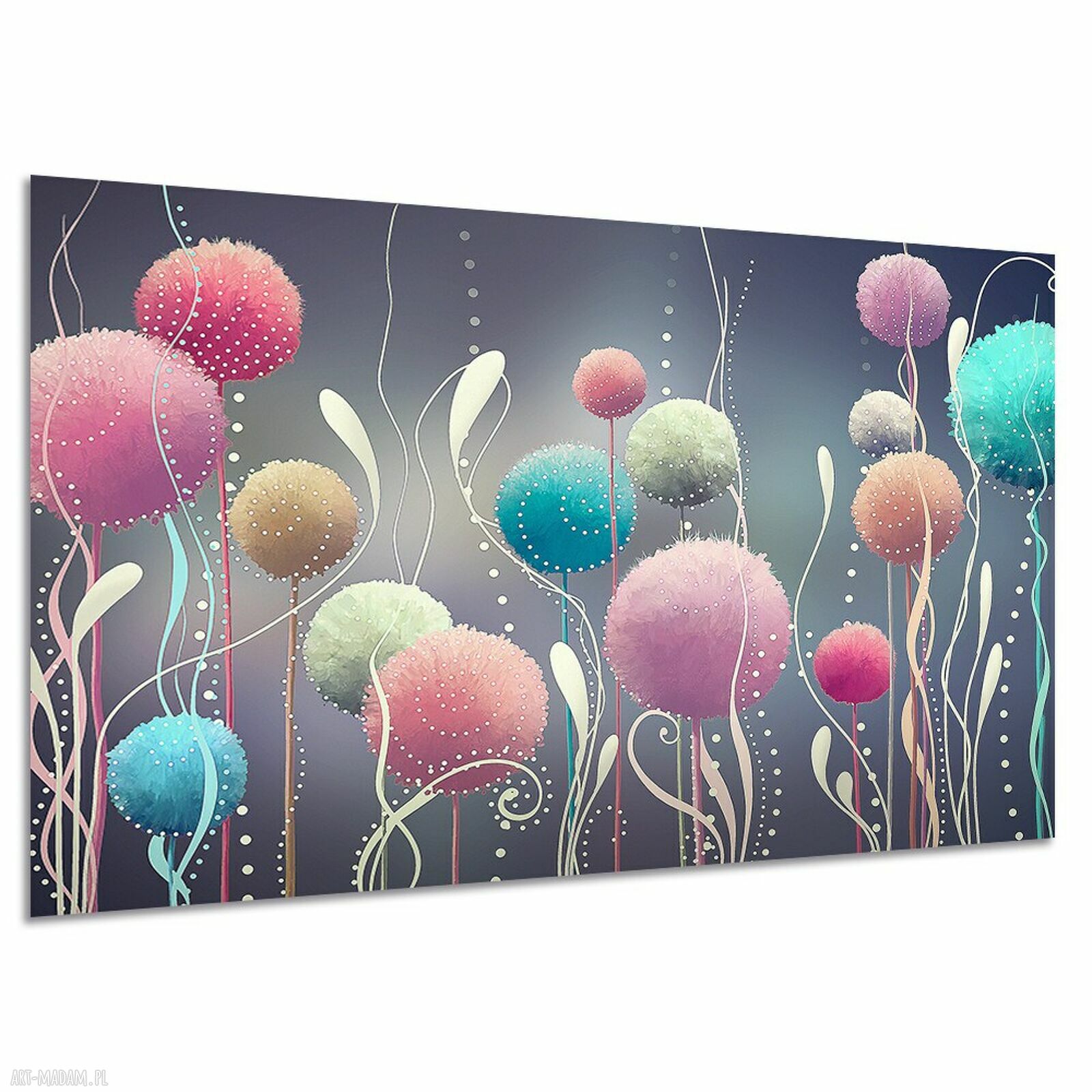 Kolorowy obraz na płótnie z dmuchawcami 120x80 cm