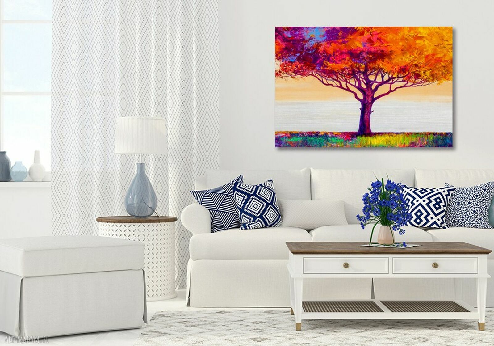 Obraz na płótnie z kolorowym drzewem 120x80 cm