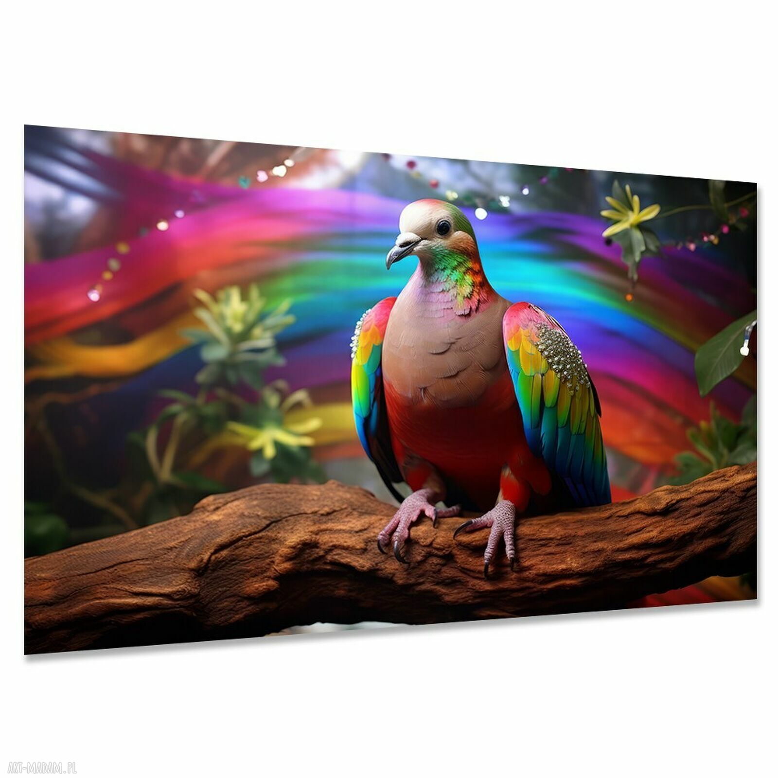 Kolorowy obraz z gołębiem na płótnie 120x80 cm