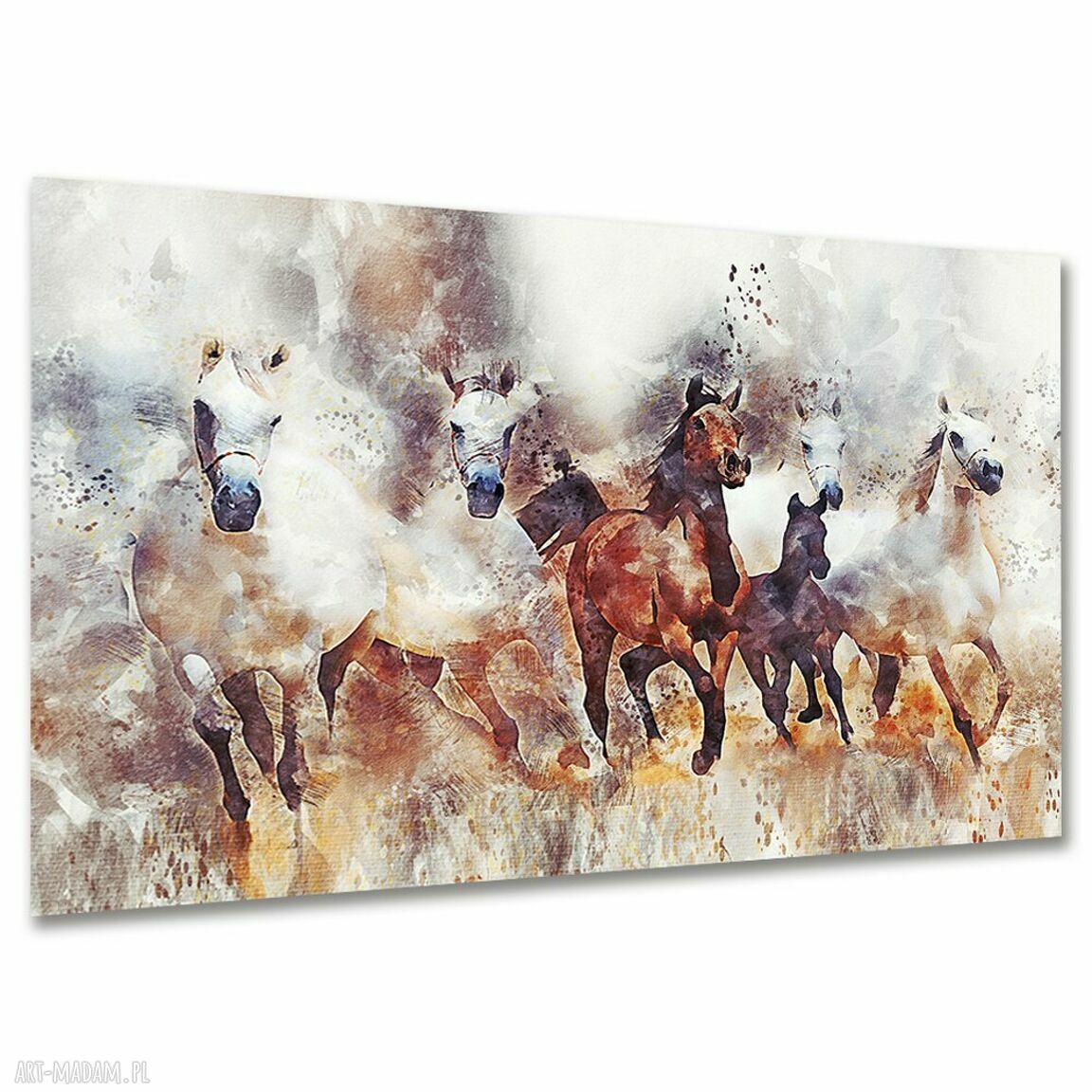 Obraz koni w galopie 120x80 - nowoczesny styl premium na płótnie canvas