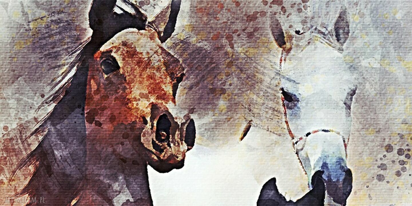 Obraz koni w galopie 120x80 - nowoczesny styl premium na płótnie canvas