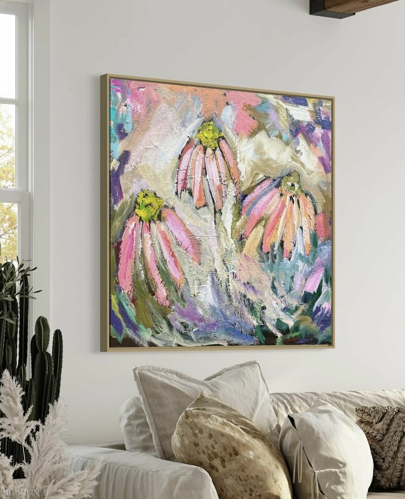 Obraz kwiaty abstrakcja By Ferens - nowoczesna dekoracja 80x80 cm na papierze