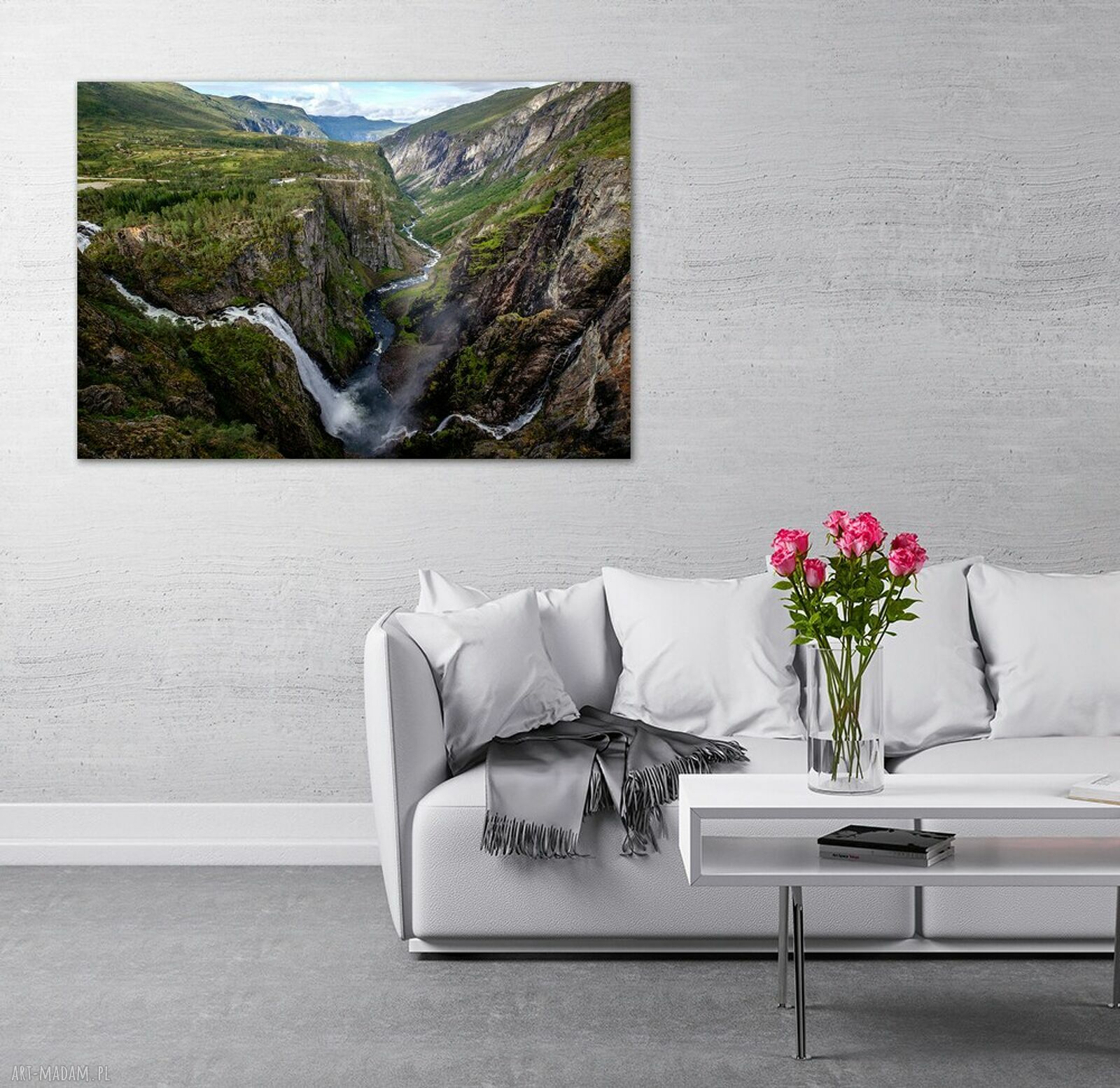 Obraz na płótnie Wodospad Vøringsfossen - pejzaż Norwegii 120x80 cm