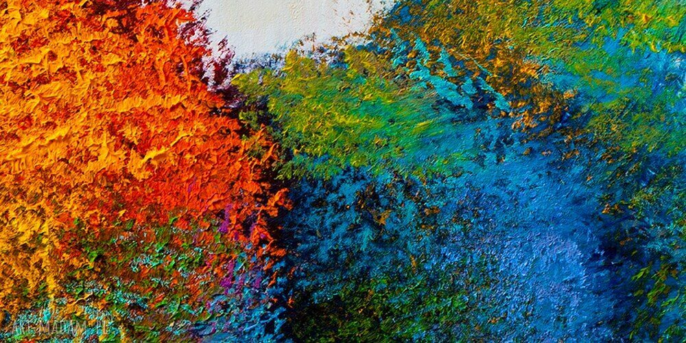 Obraz na płótnie 120x80 cm - kolorowe drzewa w abstrakcyjnej odsłonie