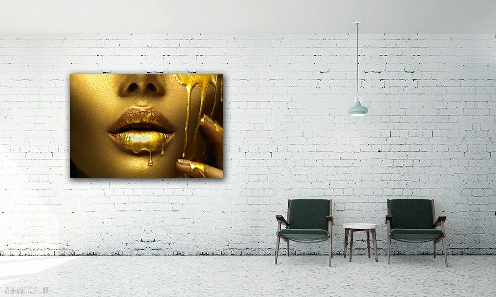 Nowoczesny obraz na płótnie złote usta 120x80 cm