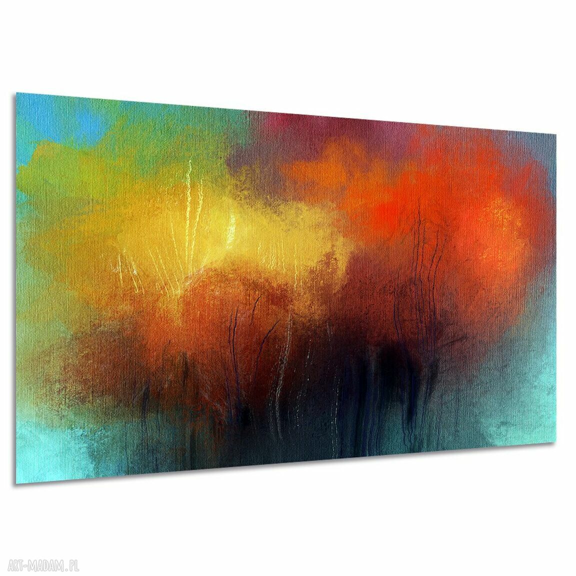 Obraz abstrakcyjny na płótnie 120x80 cm - żółty, pomarańczowy i granatowy