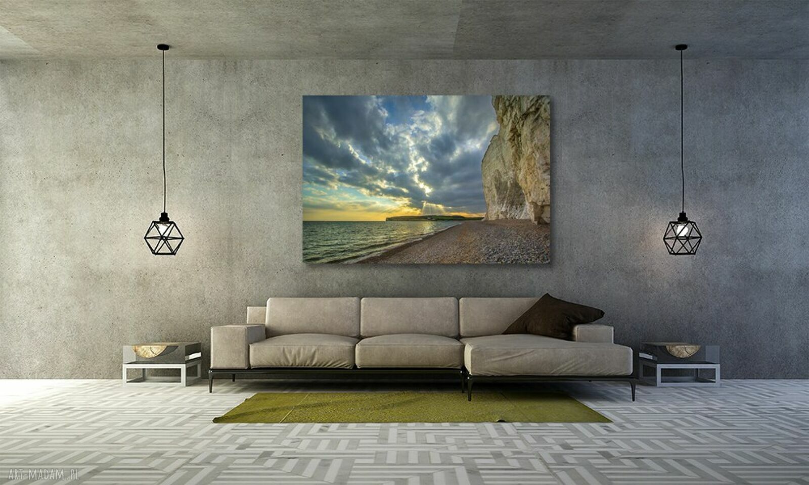 Obraz na płótnie z klifami, morzem i plażą 120x80 cm