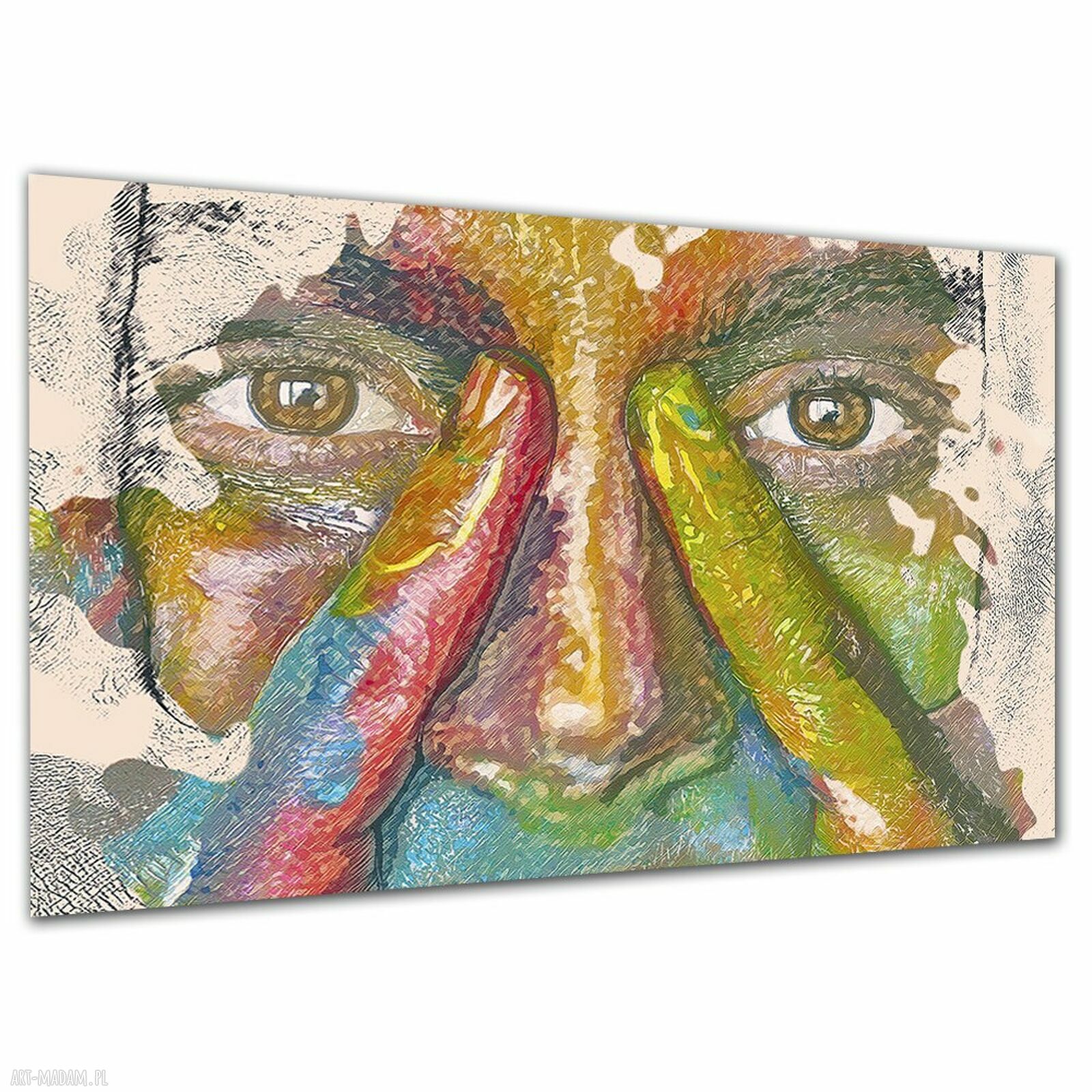 Kolorowy obraz pop art Twarz 15 120x80 cm - nowoczesna dekoracja na ścianę