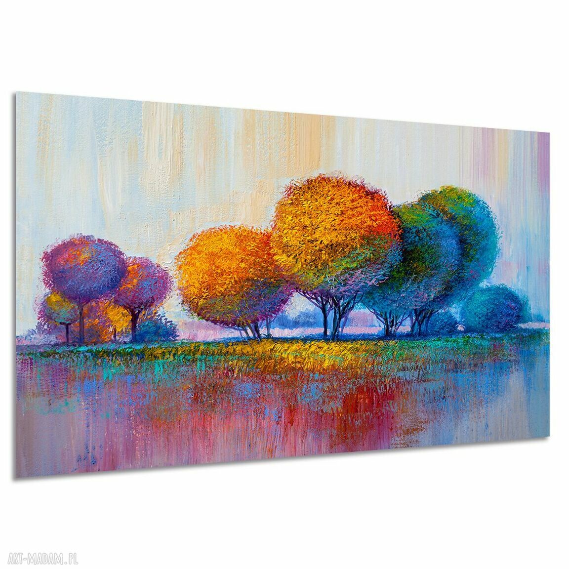 Obraz na płótnie 120x80 cm - kolorowe drzewa w abstrakcyjnej odsłonie