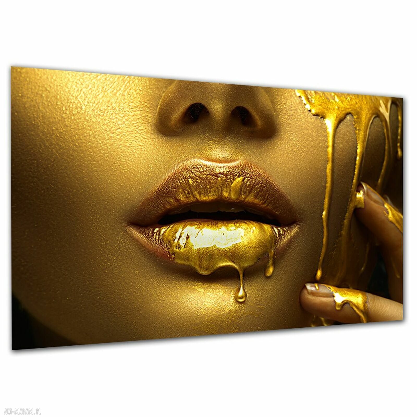 Nowoczesny obraz na płótnie złote usta 120x80 cm