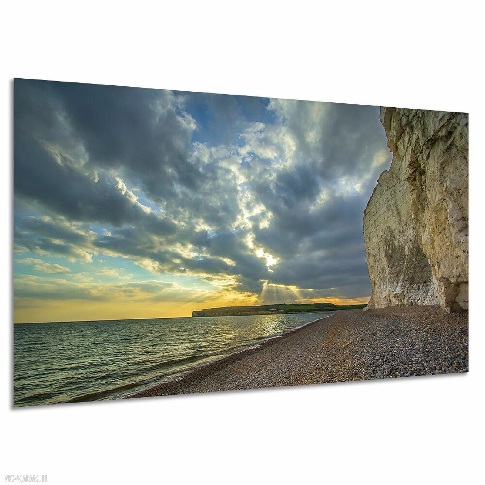 Obraz na płótnie z klifami, morzem i plażą 120x80 cm
