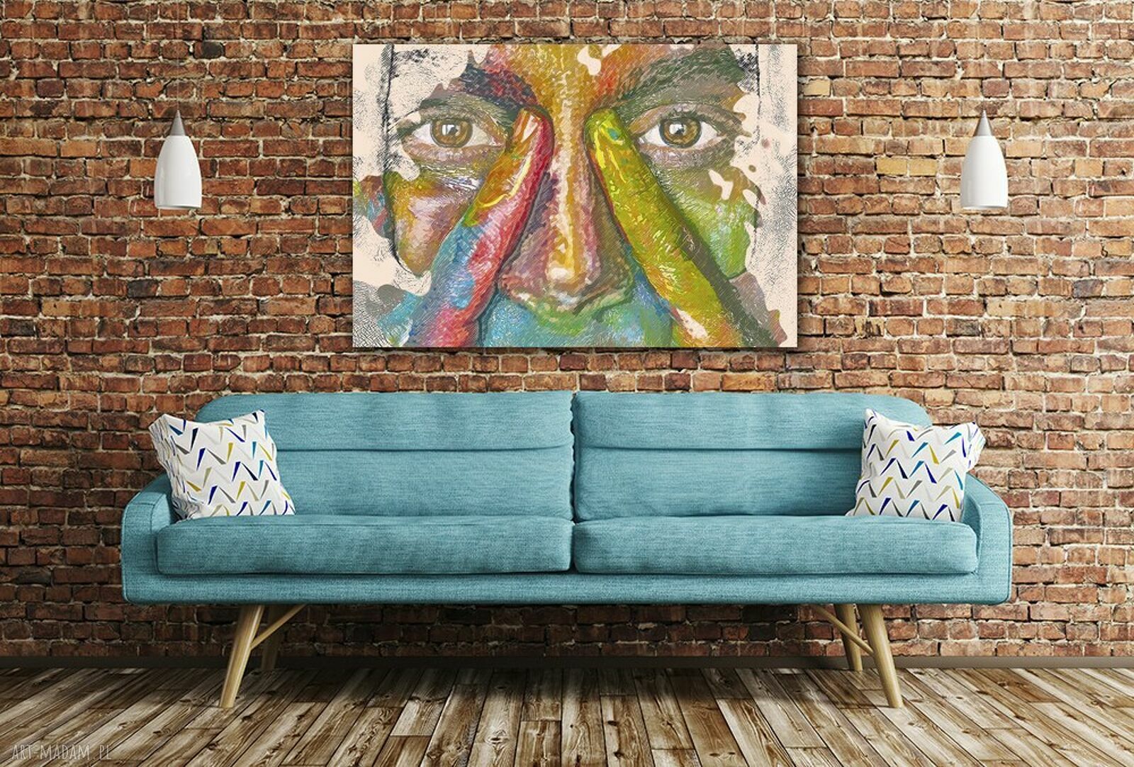 Kolorowy obraz pop art Twarz 15 120x80 cm - nowoczesna dekoracja na ścianę