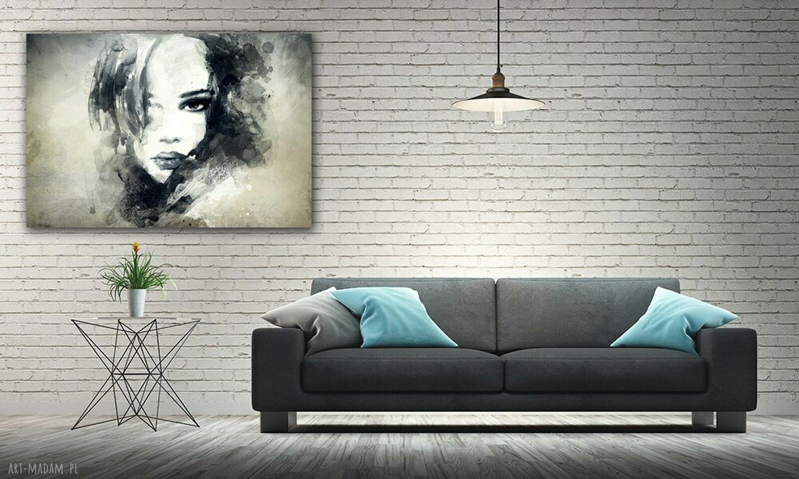 Obraz na płótnie z kobiecym portretem - akwarela 120x80 cm