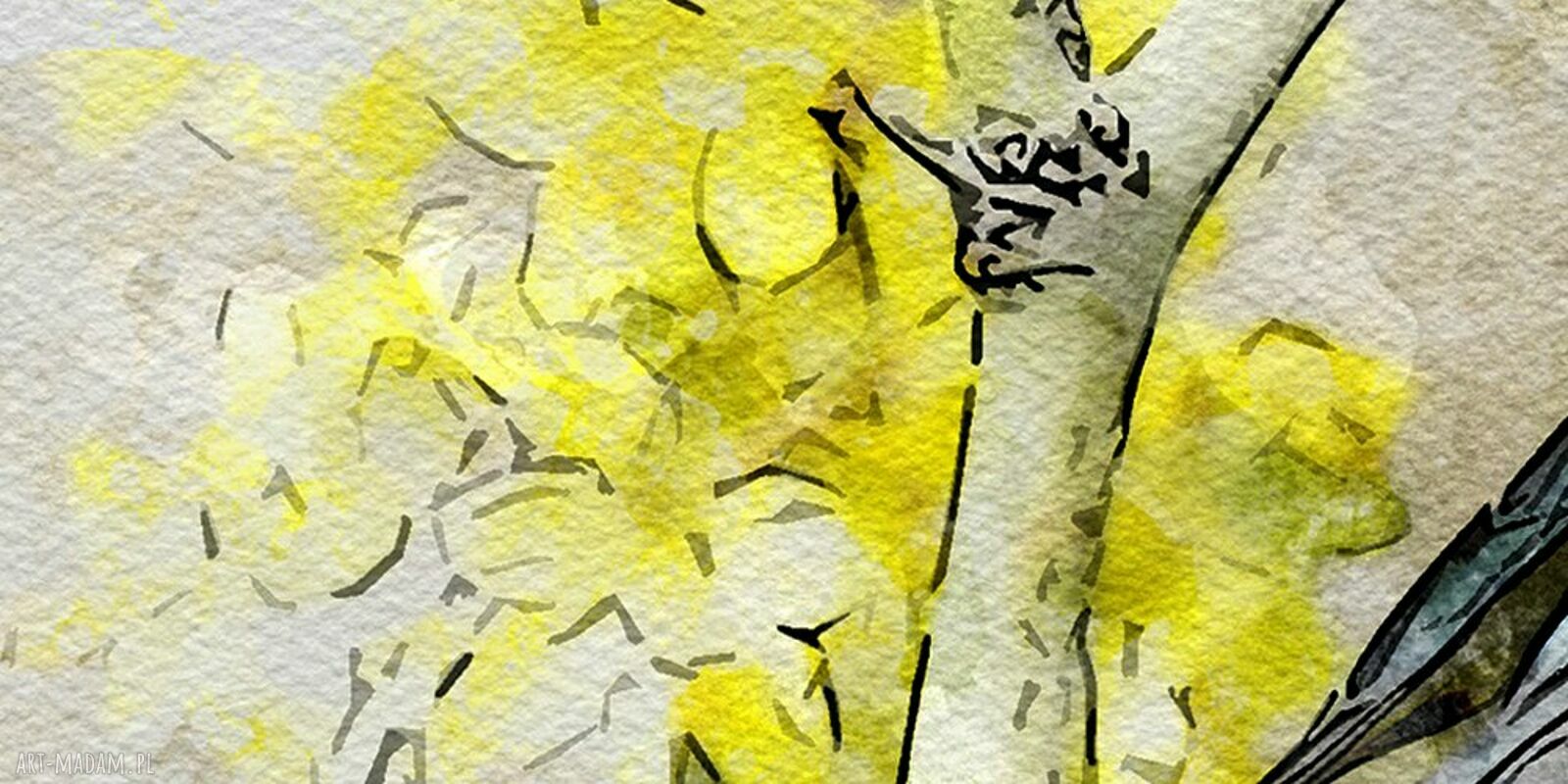 Szary obraz na płótnie z ptakiem i gałązką 120x80 cm