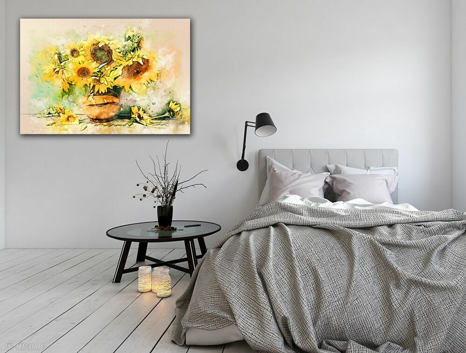 Obraz na płótnie Słoneczniki 3 - akwarelowy szkic 120x80 cm