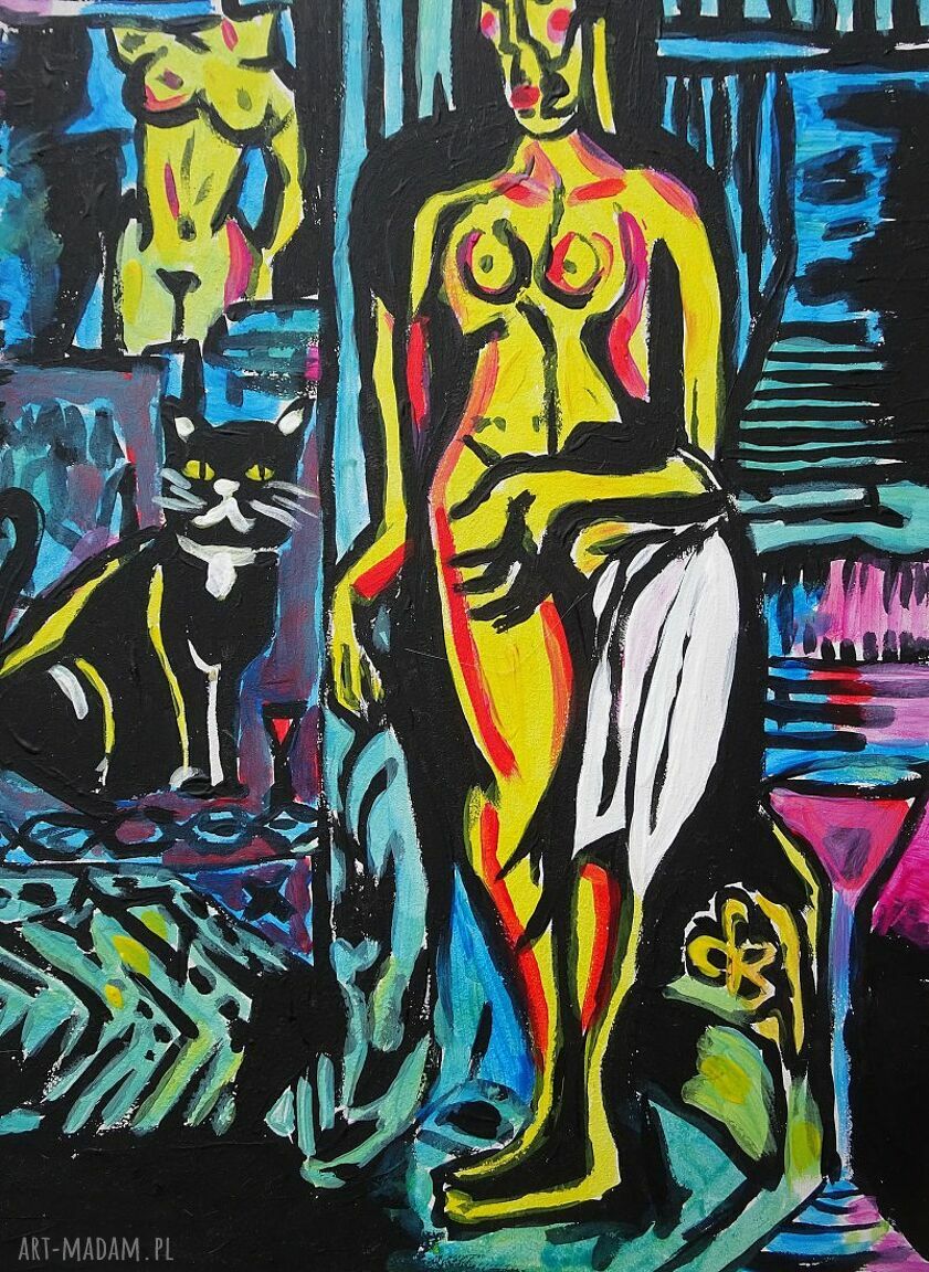 Obraz kubiczny - akt naga kobieta w stylu Picasso