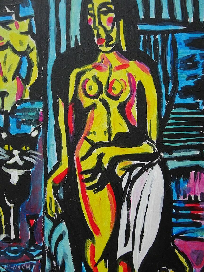 Obraz kubiczny - akt naga kobieta w stylu Picasso