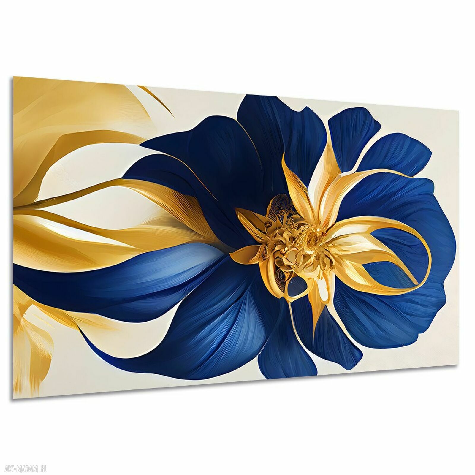 Obraz z kwiatem granat i złoto glamour na płótnie 120x80 cm