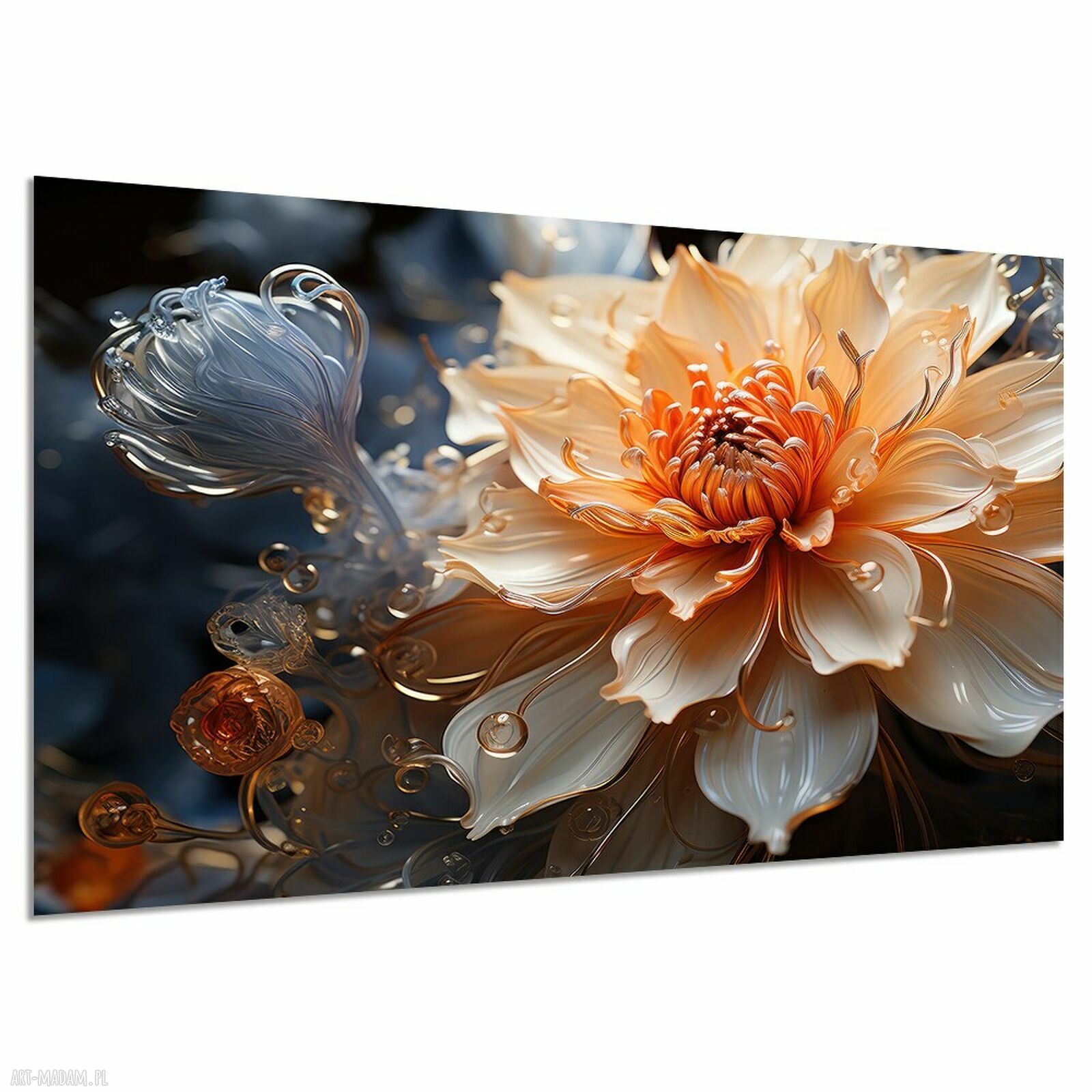 Pomarańczowy kwiat 3D na płótnie 120x80 cm