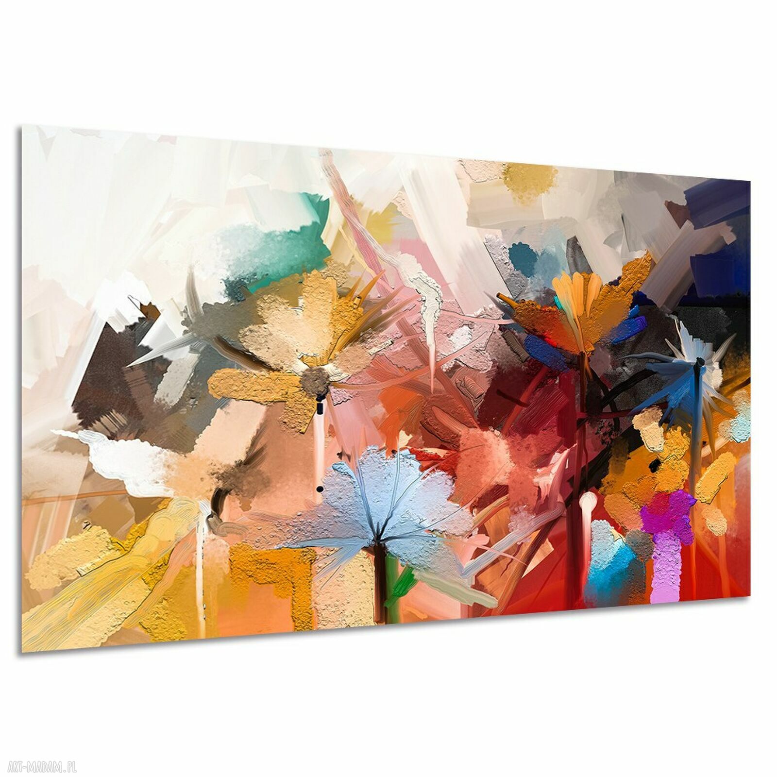 Kolorowy obraz kwiaty 120x80 cm - abstrakcja pop art