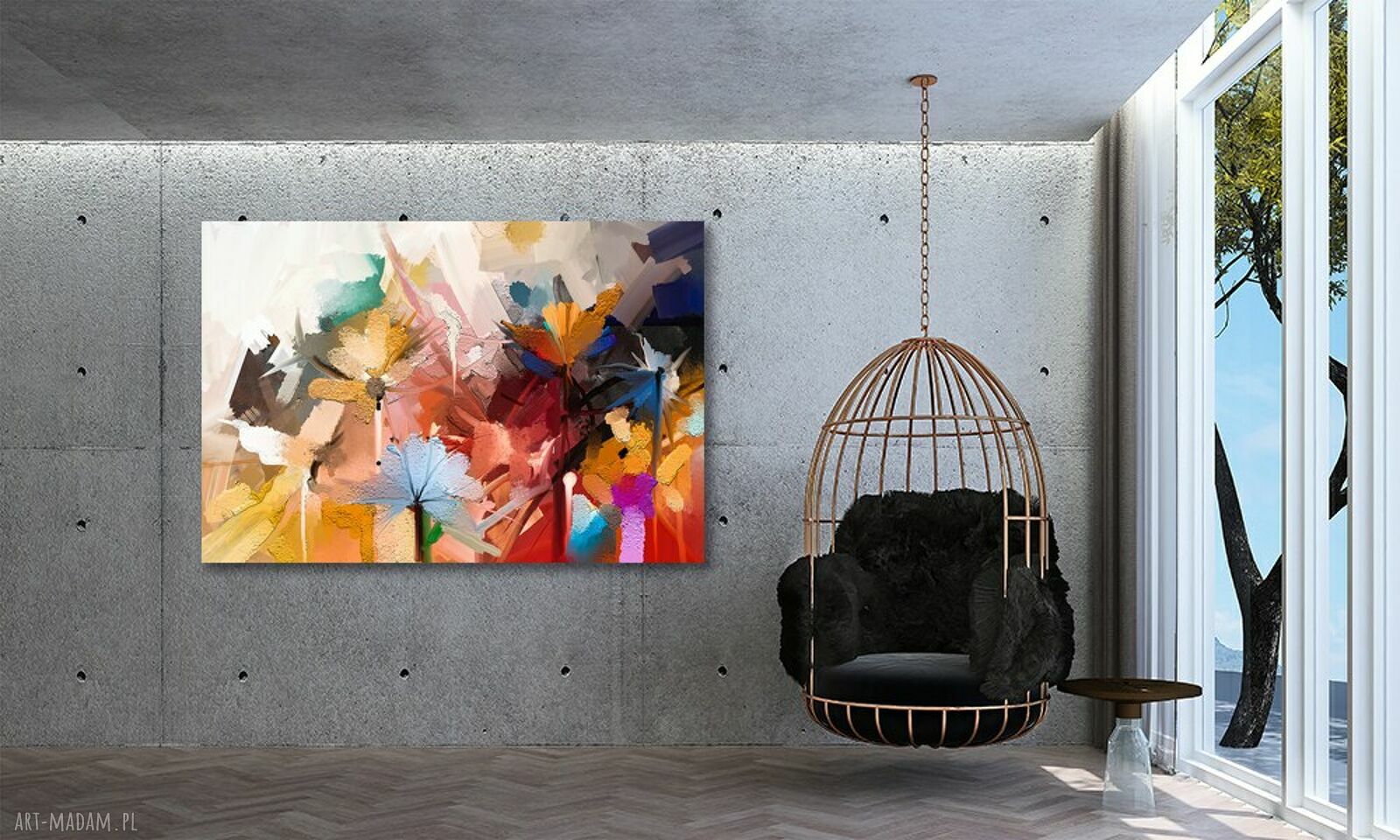 Kolorowy obraz kwiaty 120x80 cm - abstrakcja pop art