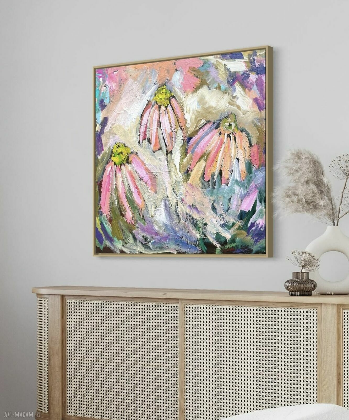 Obraz kwiaty abstrakcja By Ferens - nowoczesna dekoracja 80x80 cm na papierze