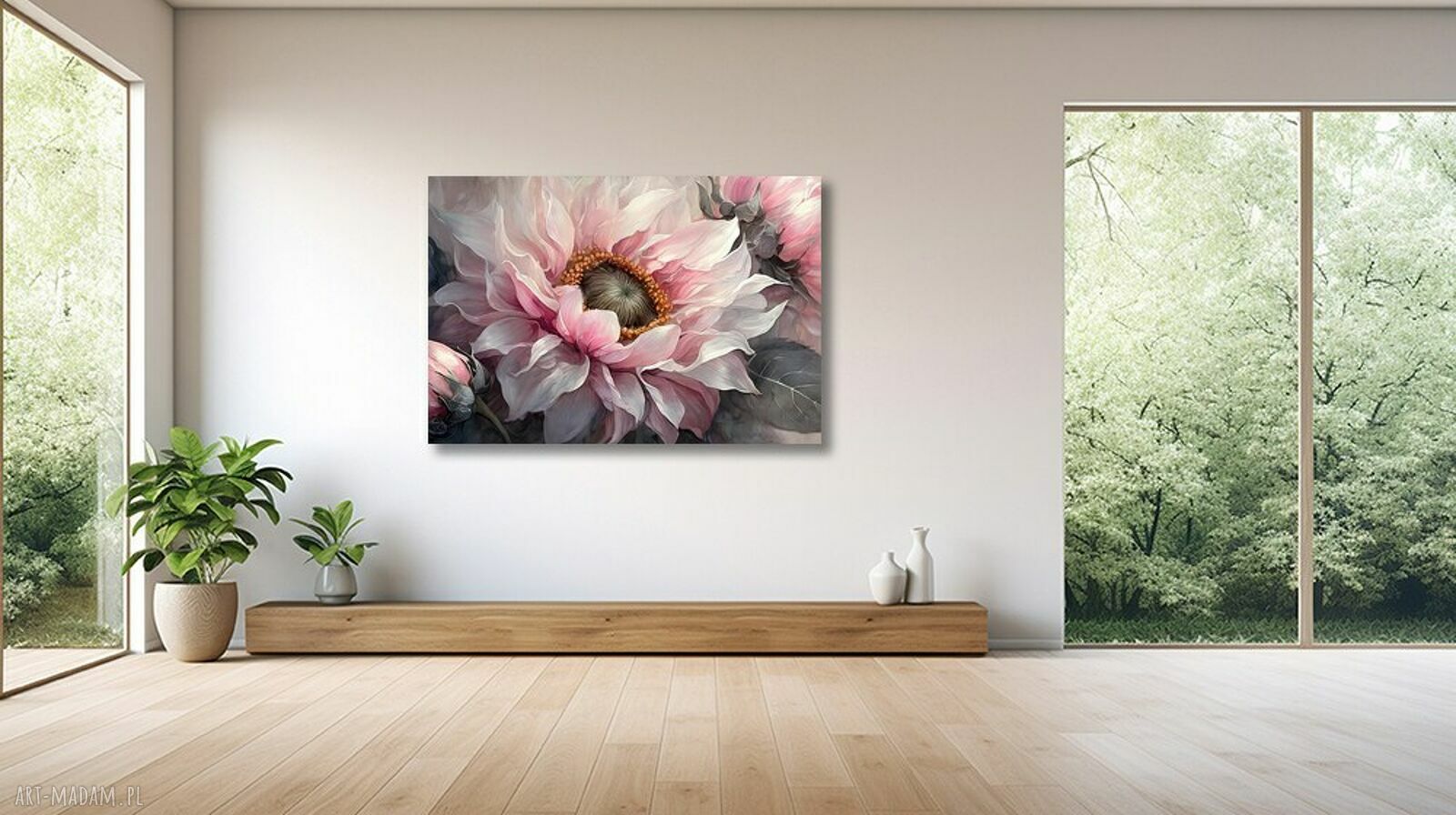 Obraz Kwiaty 39 Glamour - delikatne róże 120x80 na betonową ścianę