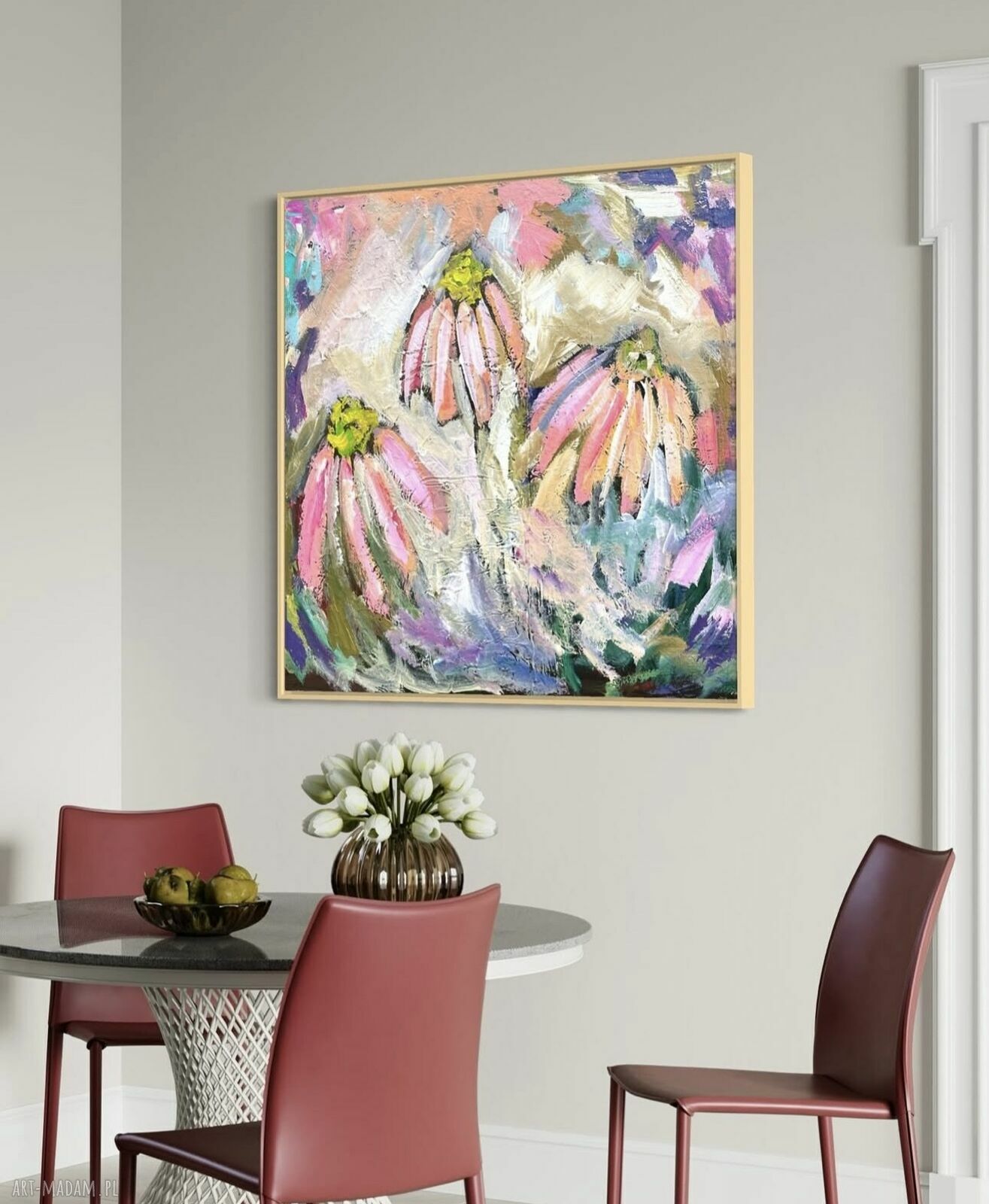 Obraz kwiaty abstrakcja By Ferens - nowoczesna dekoracja 80x80 cm na papierze