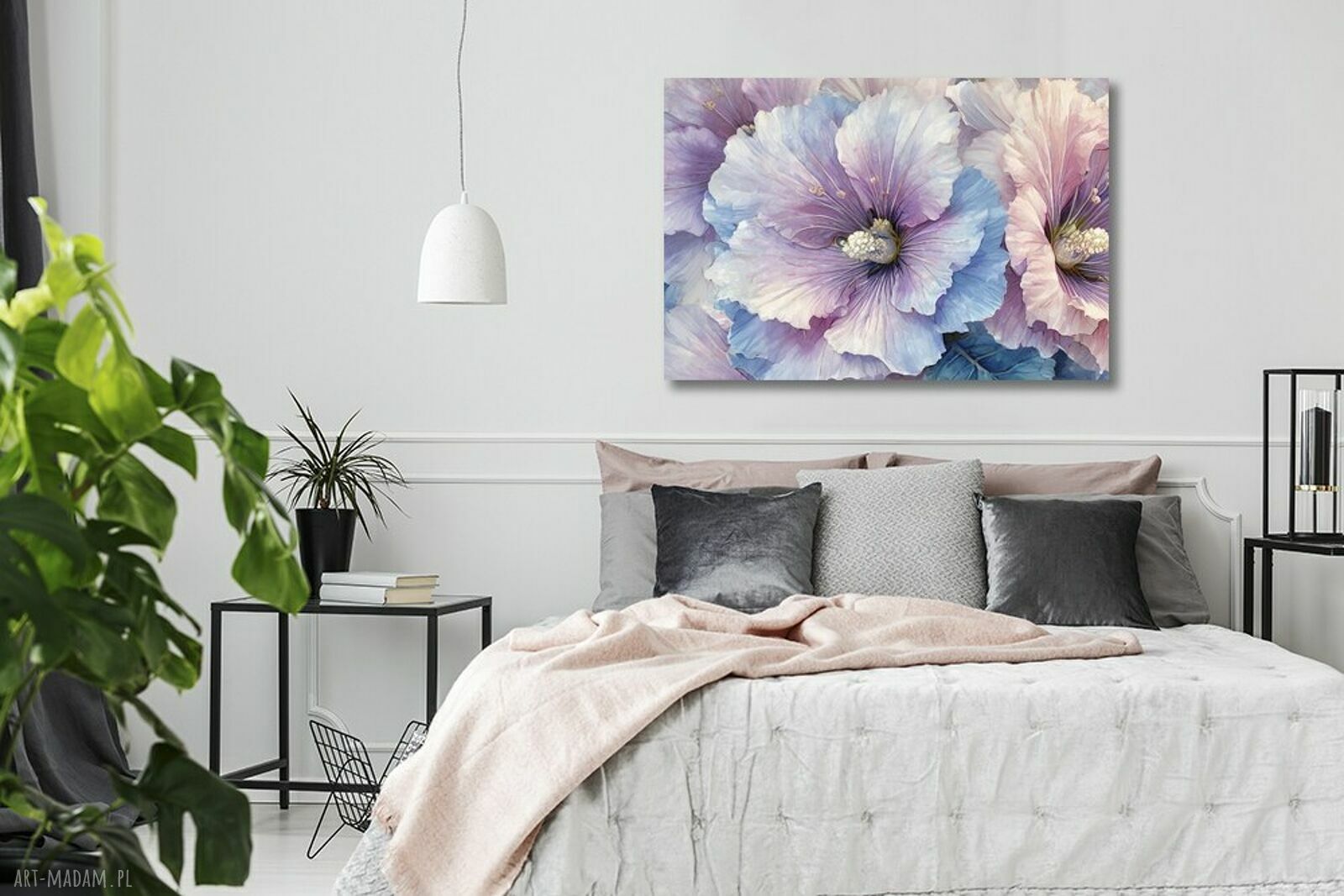 Obraz na płótnie fioletowe i niebieskie kwiaty 120x80 cm