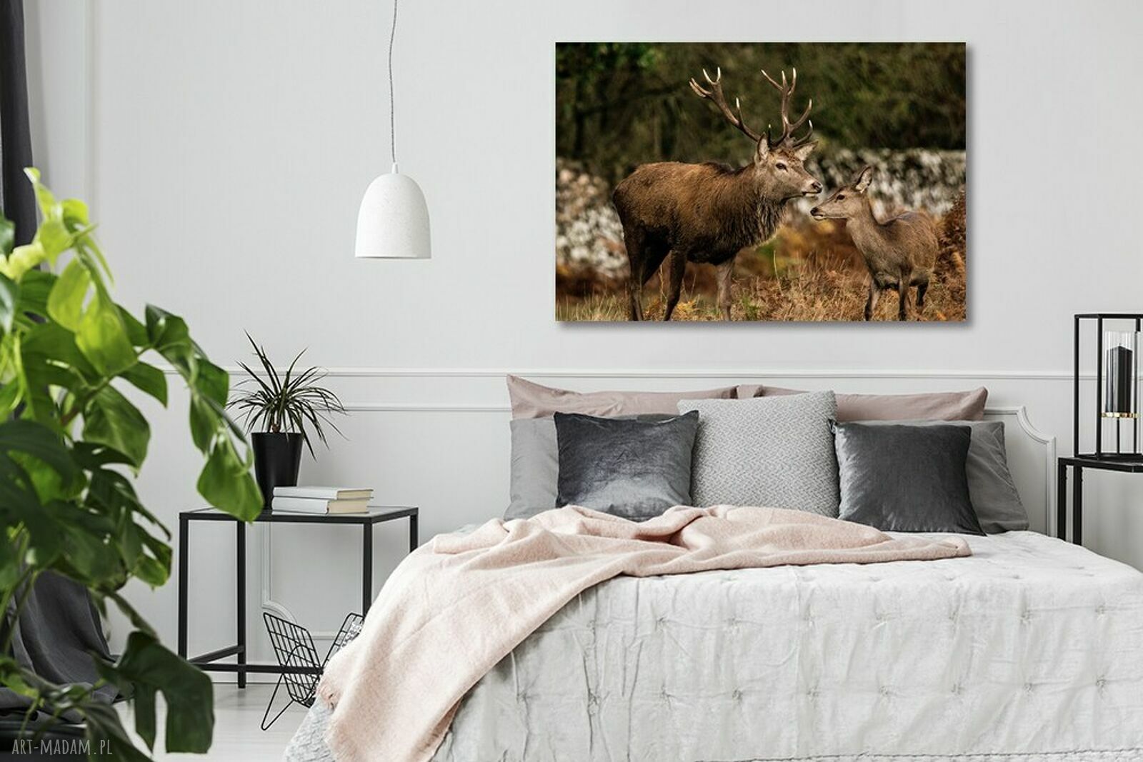 Obraz na płótnie - trzy jelenie w lesie 120x80 cm