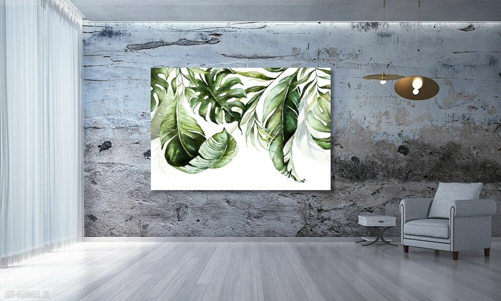 Obraz na płótnie z liśćmi monstery i palmy 120x80 cm