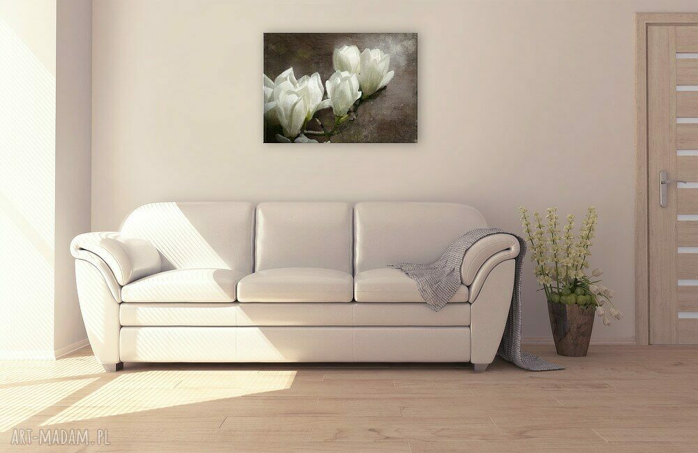 Obraz Magnolia 70x50 na płótnie - biała elegancja do Twojego wnętrza