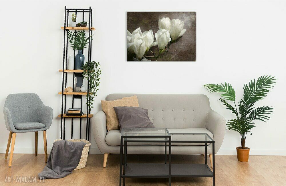 Obraz Magnolia 70x50 na płótnie - biała elegancja do Twojego wnętrza