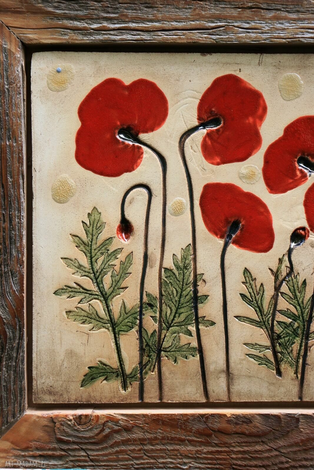 Obraz Maki nr 1 - ceramiczna kompozycja 34x34 cm