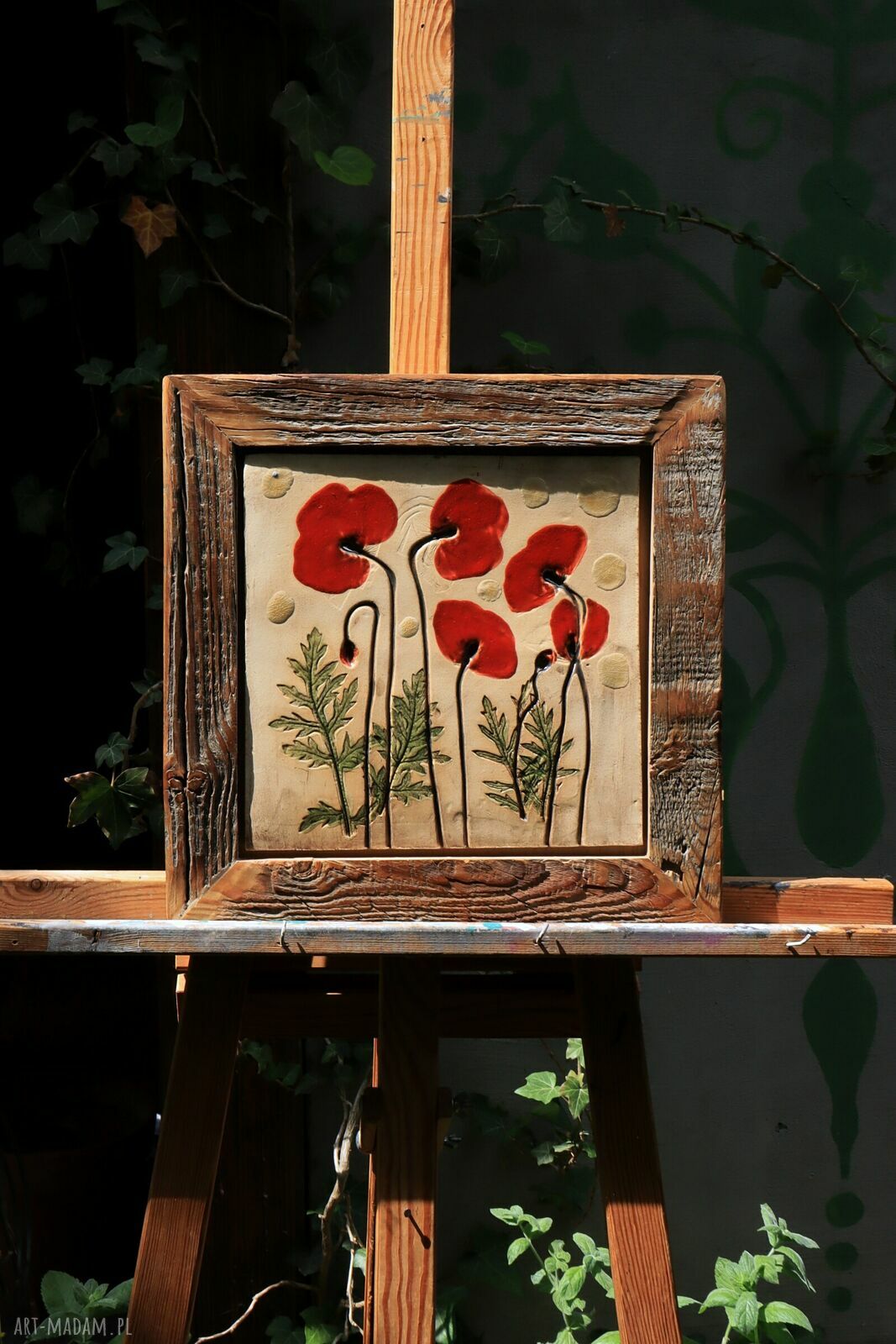 Obraz Maki nr 1 - ceramiczna kompozycja 34x34 cm