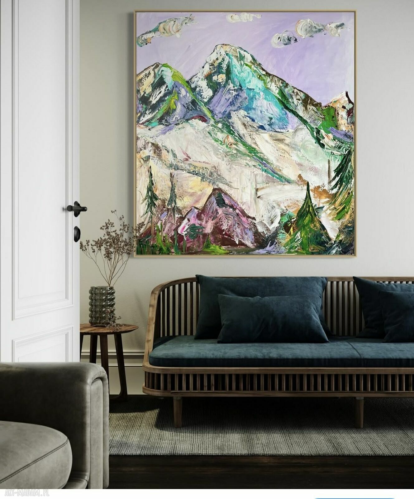 Obraz malowany 100x90 cm - abstrakcja na płótnie (akryl)