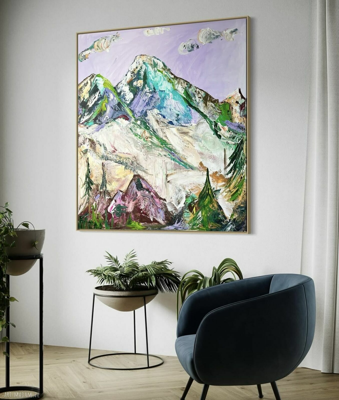 Obraz malowany 100x90 cm - abstrakcja na płótnie (akryl)