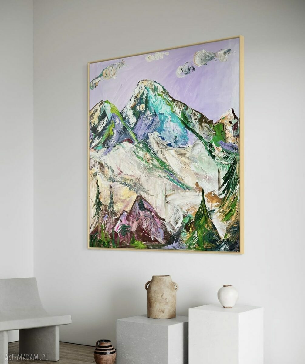 Obraz malowany 100x90 cm - abstrakcja na płótnie (akryl)