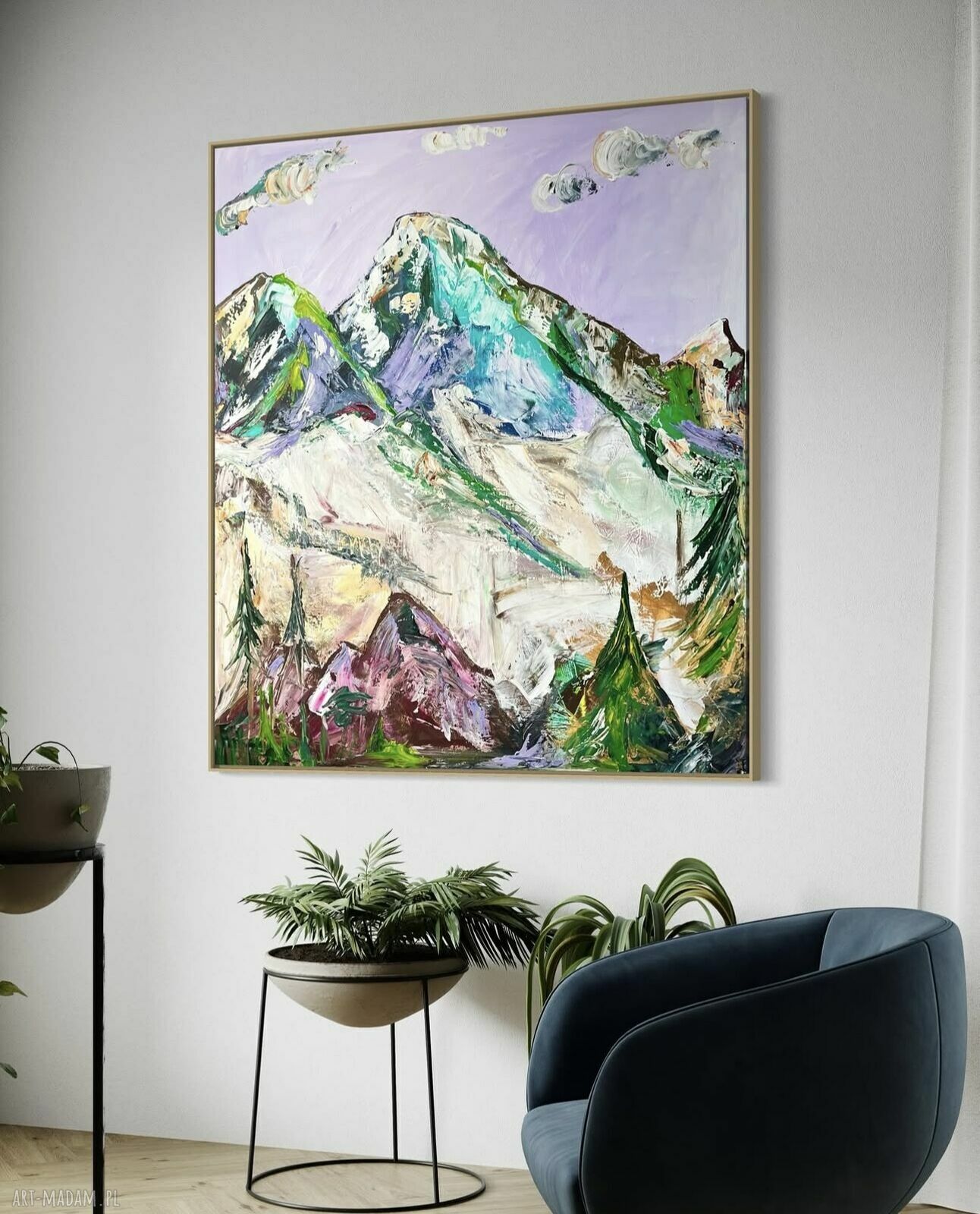 Obraz malowany 100x90 cm - abstrakcja na płótnie (akryl)