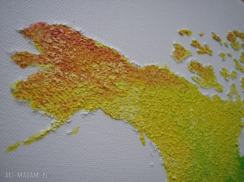 Kolorowa mapa świata 3D - obraz ręcznie malowany 96x54 cm