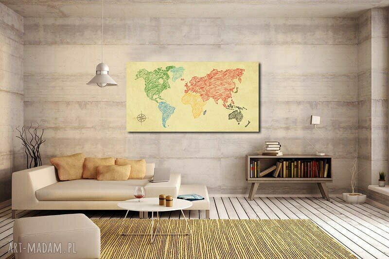 Obraz mapa świata X na płótnie 120x70 cm - gotowy do zawieszenia